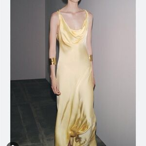 Zara Yellow Satin Dress